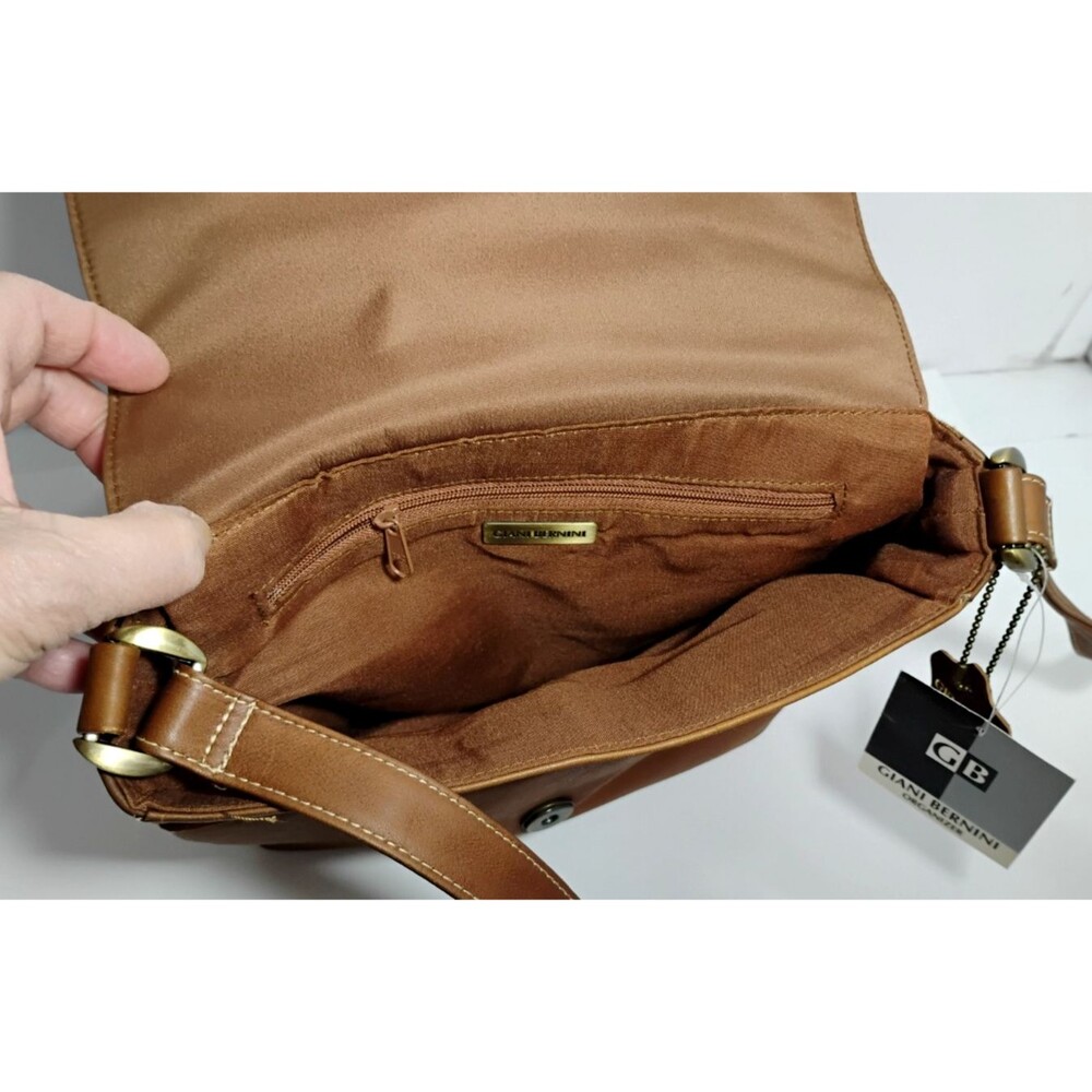 Vintage GIANI BERNINI Brown Leather Crossbody Purse 9x9 NWD - Picture 13 of 16